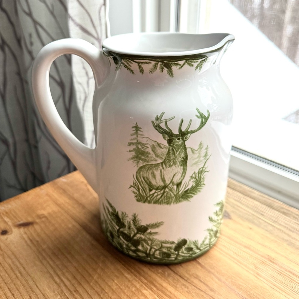 Vintage C E Corey Forest Green Deer 56 oz pitcher